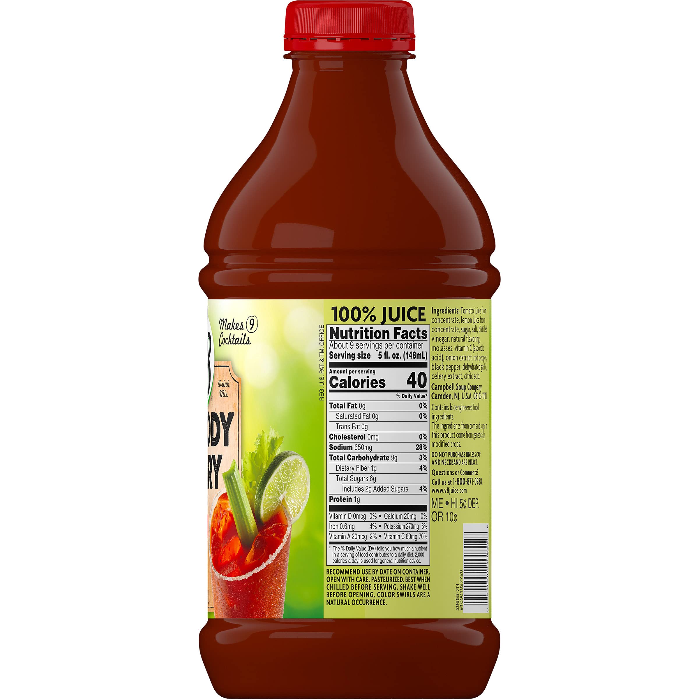 V8 Bloody Mary Mix, 46 oz. Bottle (Pack of 6) Buy Online in United