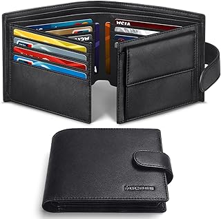Wallets with Gift Box for Men, Minimalist, RFID Blocking, Leather Wallet with 14 Credit Card Holders, 2 Banknote Compartments, 2 ID Window
