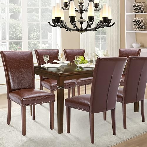 Miniatura 9 de Parsons - Juego de 2 sillas de comedor de tela tapizada silla auxiliar de cocina con ribete de cabeza de clavo y patas de madera color gris claro