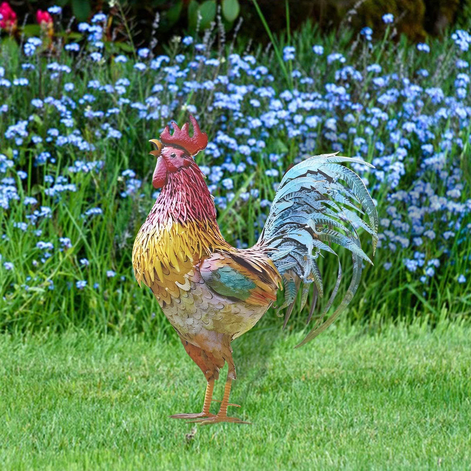 Dekoracja koguta ogrodowego, odporna na warunki atmosferyczne, metalowa ozdoba na patio, trawnik, podwórko, dekoracja wiosenna, idealna na farmę i werandę
