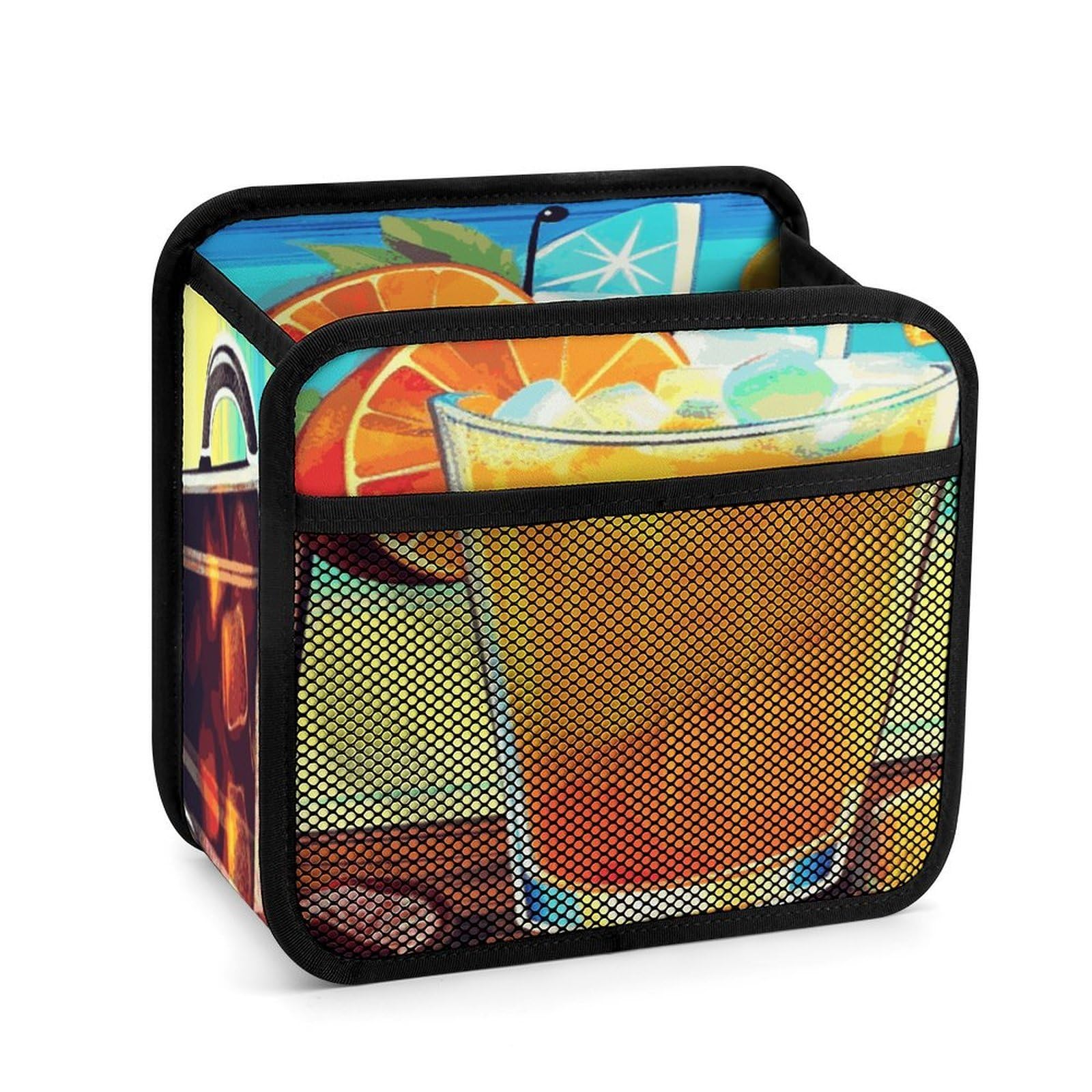 Btcowzrv Style Happy Hour Car Seat Back Organizer, Pu Leather Hanging Backseat Car Organizer With Elastic Mesh Pocket, Storage Bag For Most Vehicles