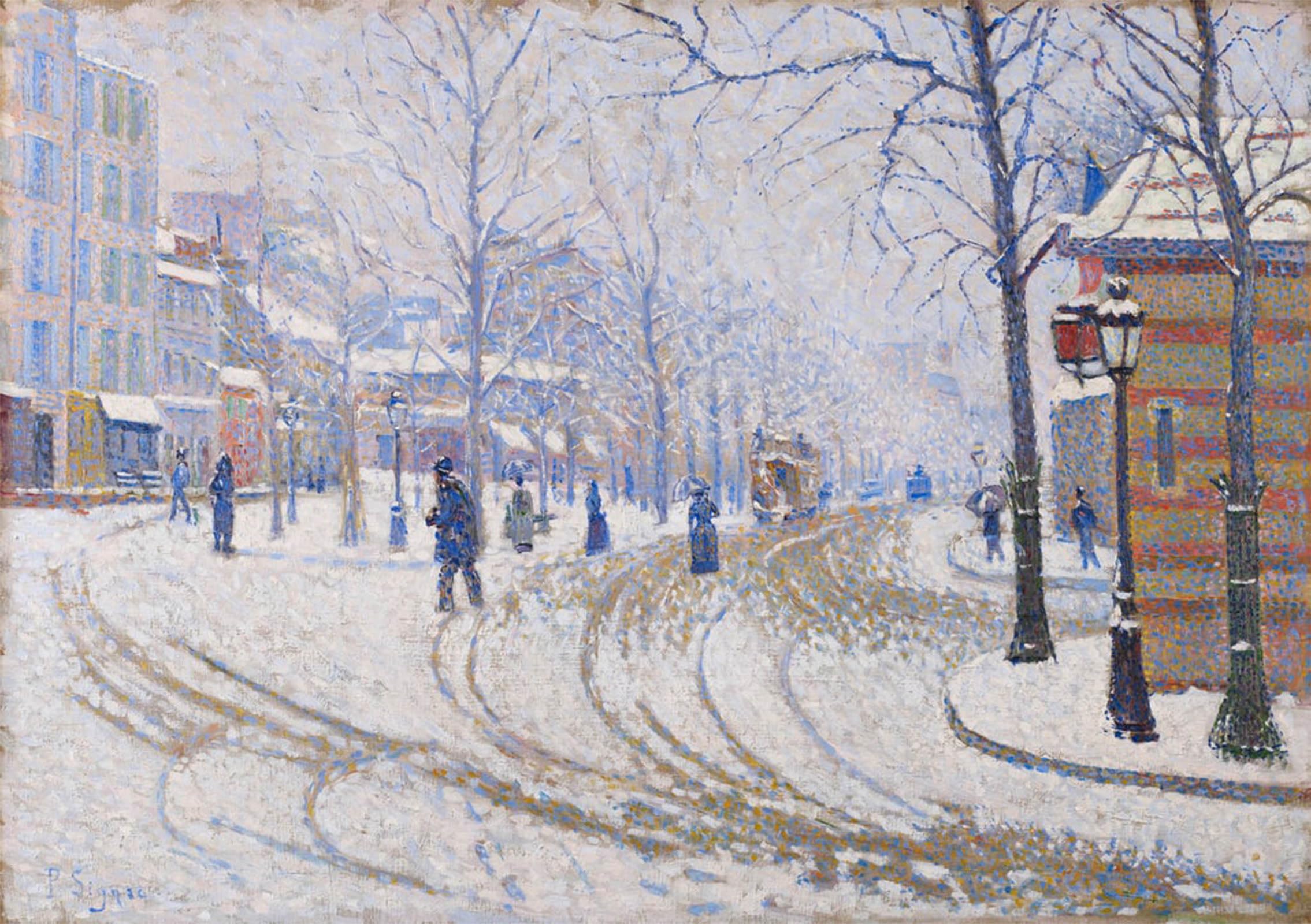 Artxlxxbn No Frame Famous Art Print Poster Vintage Wall Art Snow Boulevard De Clichy By Paul Signac Canvas Art Poster For Home Decor 60X90cm