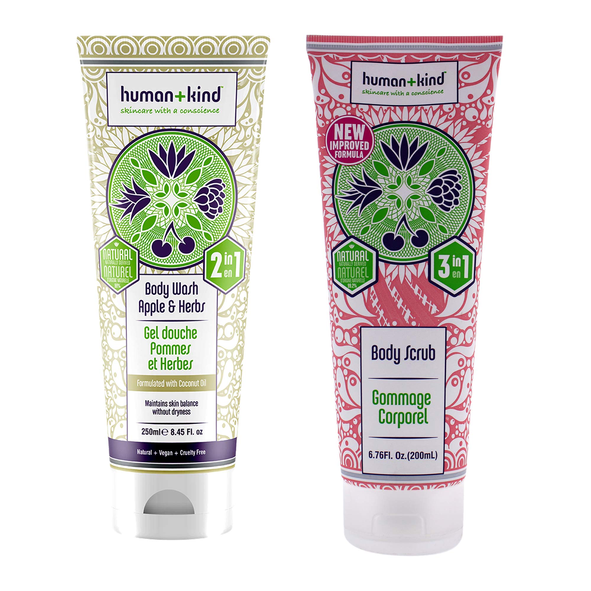 Human+Kind Body Wash and Body Scrub Kit Unisex 2 Pc