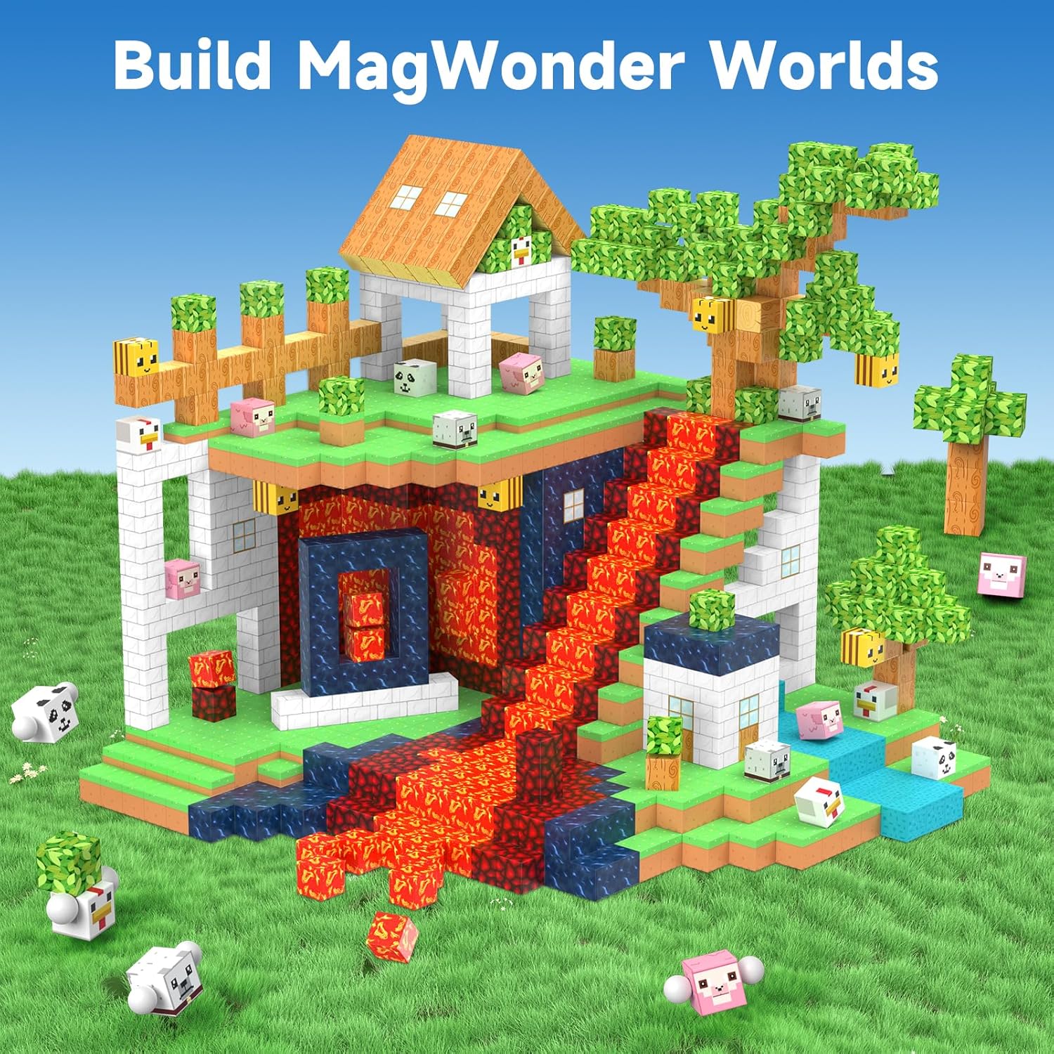 Magnetic Blocks 150 Pcs Building Toys Gifts Construction Toys for 3 4 5 6 7 8 Year Old Boys & Girls, STEM Montessori Sensory Creative Kids Toys