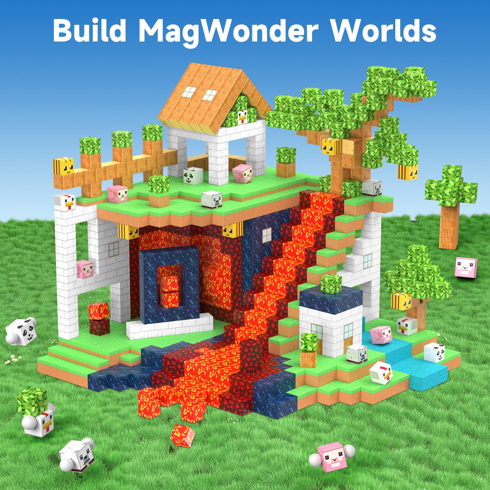 Blocchi da costruzione magnetici 150 pezzi Giocattoli magnetici sensoriali Regali di compleanno di Natale per bambini Ragazze di età 3 4 5 6 7 8 Un regalo di Pasqua Giocattolo creativo per bambini