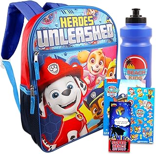 Paw Patrol Backpack for Kids - School Supplies Bundle with 16" Paw Patrol Backpack Plus Stickers, Water Bottle, Paint Poster, and More (Paw Patrol Travel Bag)