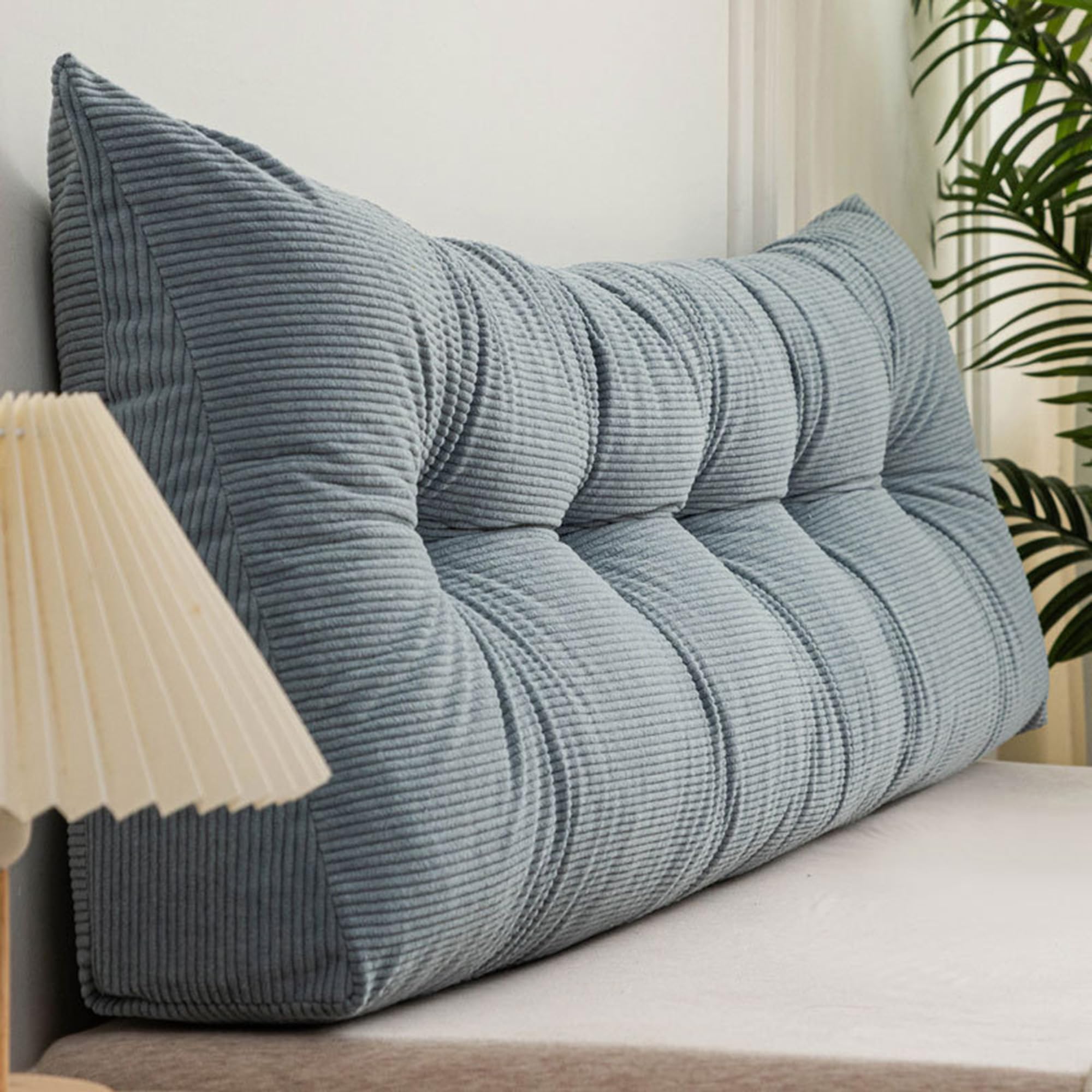 TrianguBack - Almohadas para leer, funda extraíble, cojines de apoyo lumbar, cojín de respaldo para cama y sofá, cómoda almohada de posicionamiento para sofá cama (80 x 40 x 12 cm, azul)