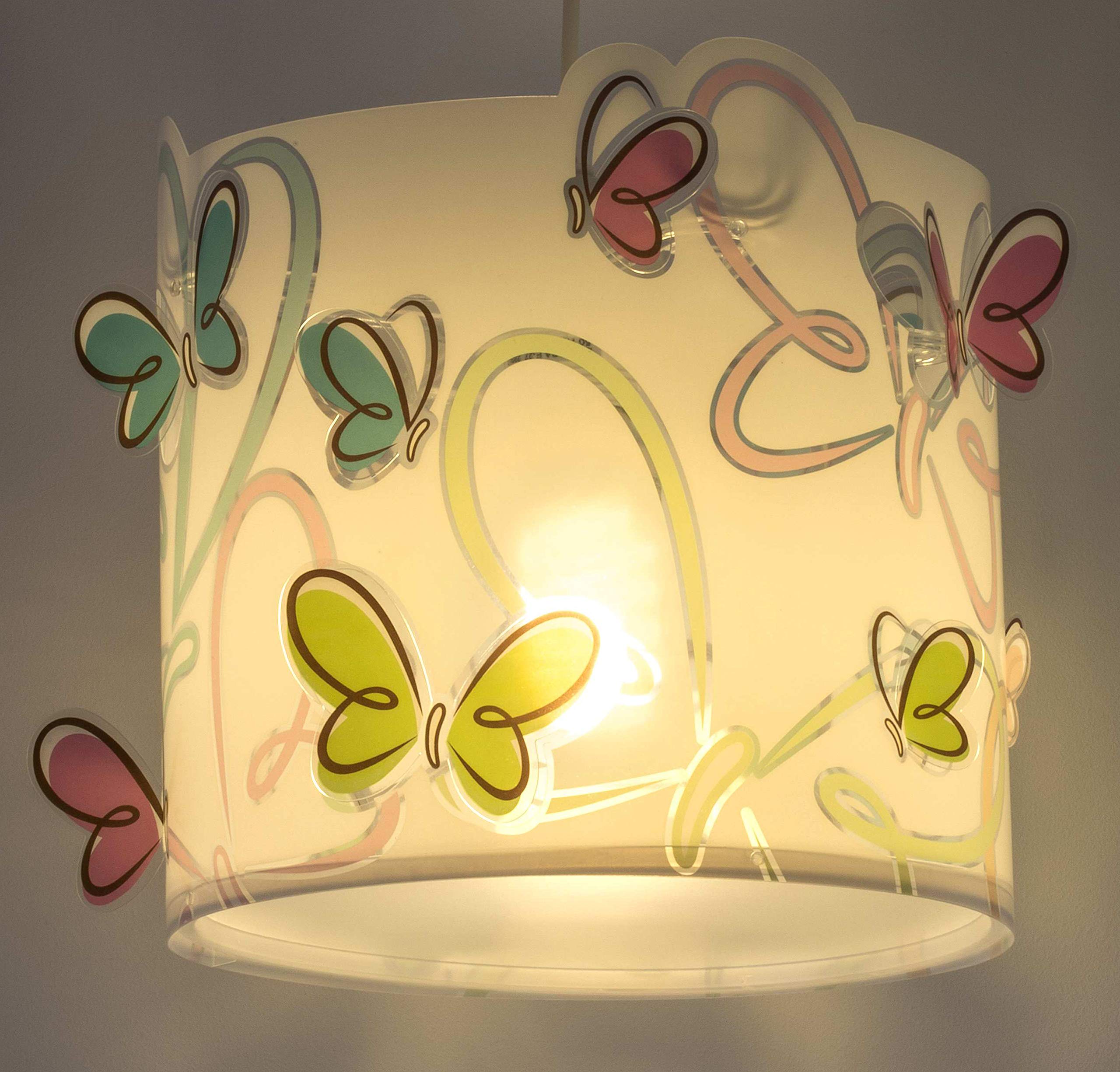 Dalber 62142 Lámpara Infantil de Techo, Mariposas Butterfly, lámparas infantiles, E27, Multicolor, 1