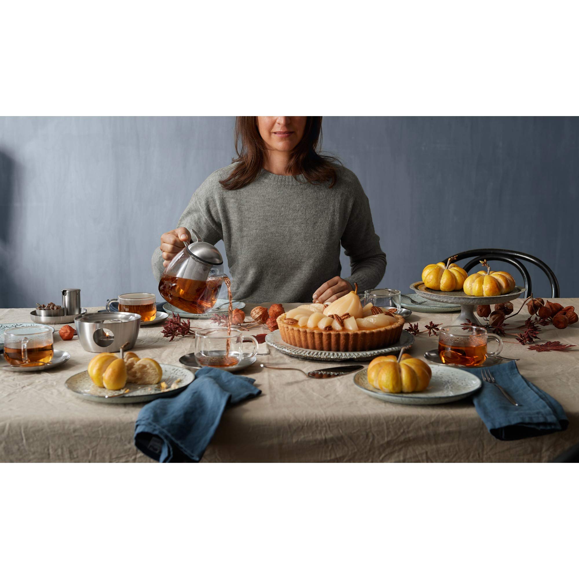 WMF SmarTea Teekanne Set 3-teilig Cromargan Edelstahl Glaskanne 1l mit Siebeinsatz Stövchen spülmaschinegeeignet