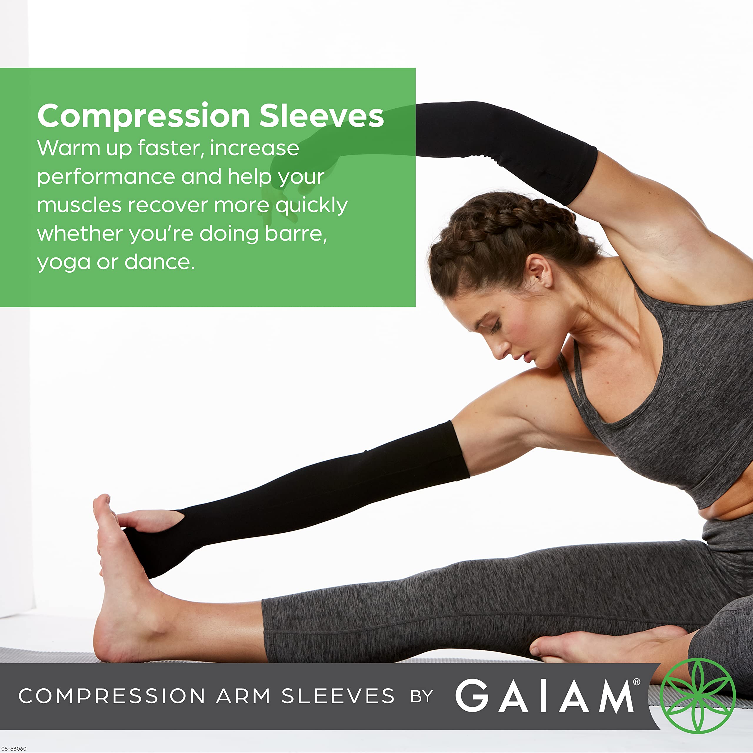 Gaiam Yoga Kompressionsmanschetten – Paar Ärmel für Pilates, Training, allgemeine Fitness – bequeme Passform für Muskeln – verkauft als Paar in 45,7 cm Arm und 55,9 cm Beinärmel-Optionen (Einheitsgröße )