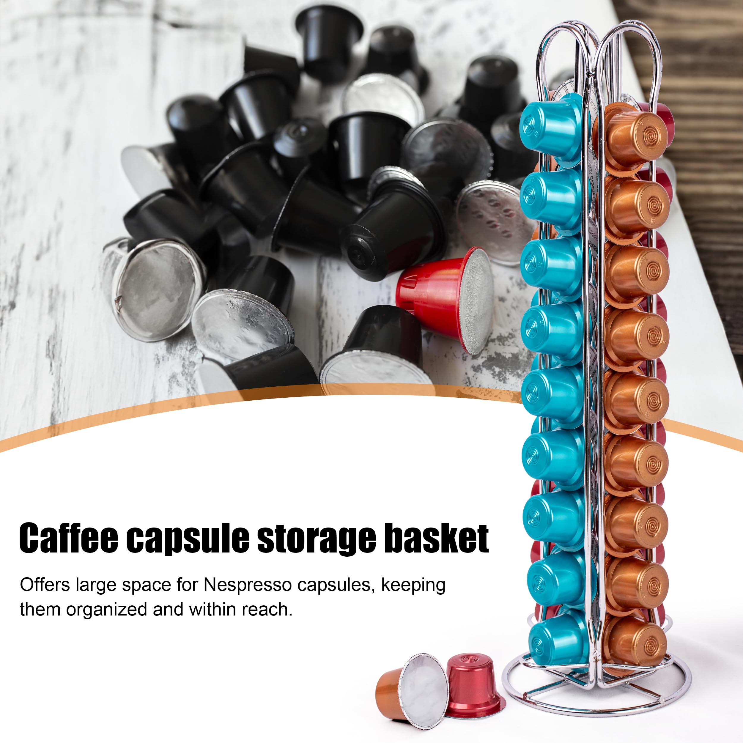 Organizador de Cápsulas de Café - Soporte para 40 Cápsulas de Nespresso, Portacapsulas Acero Inoxidable Para Mesa, Oficina, Comedor (40 Cápsulas)