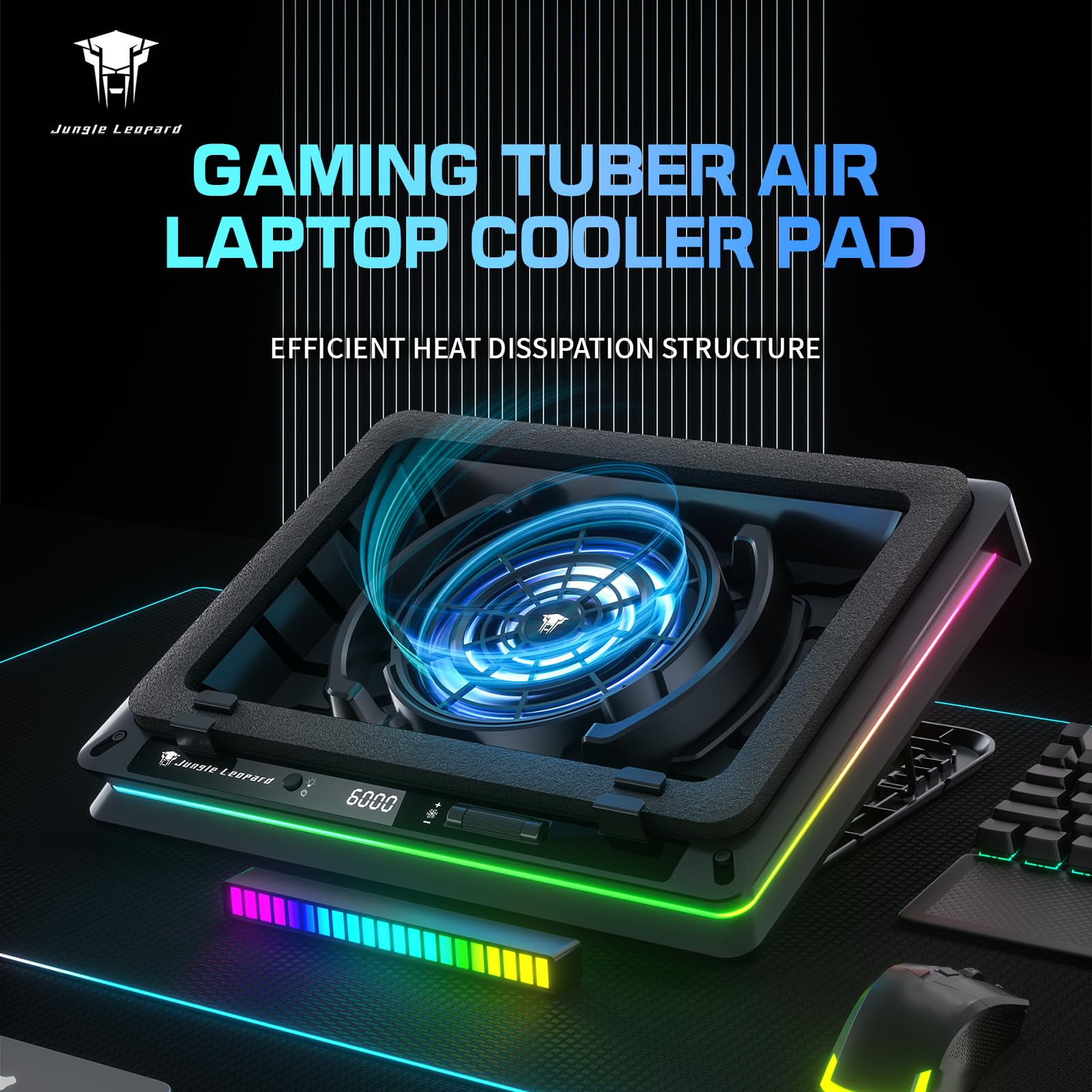 Jungle Leopard D16 - Almohadilla de refrigeración para laptop de 15.6 a 19