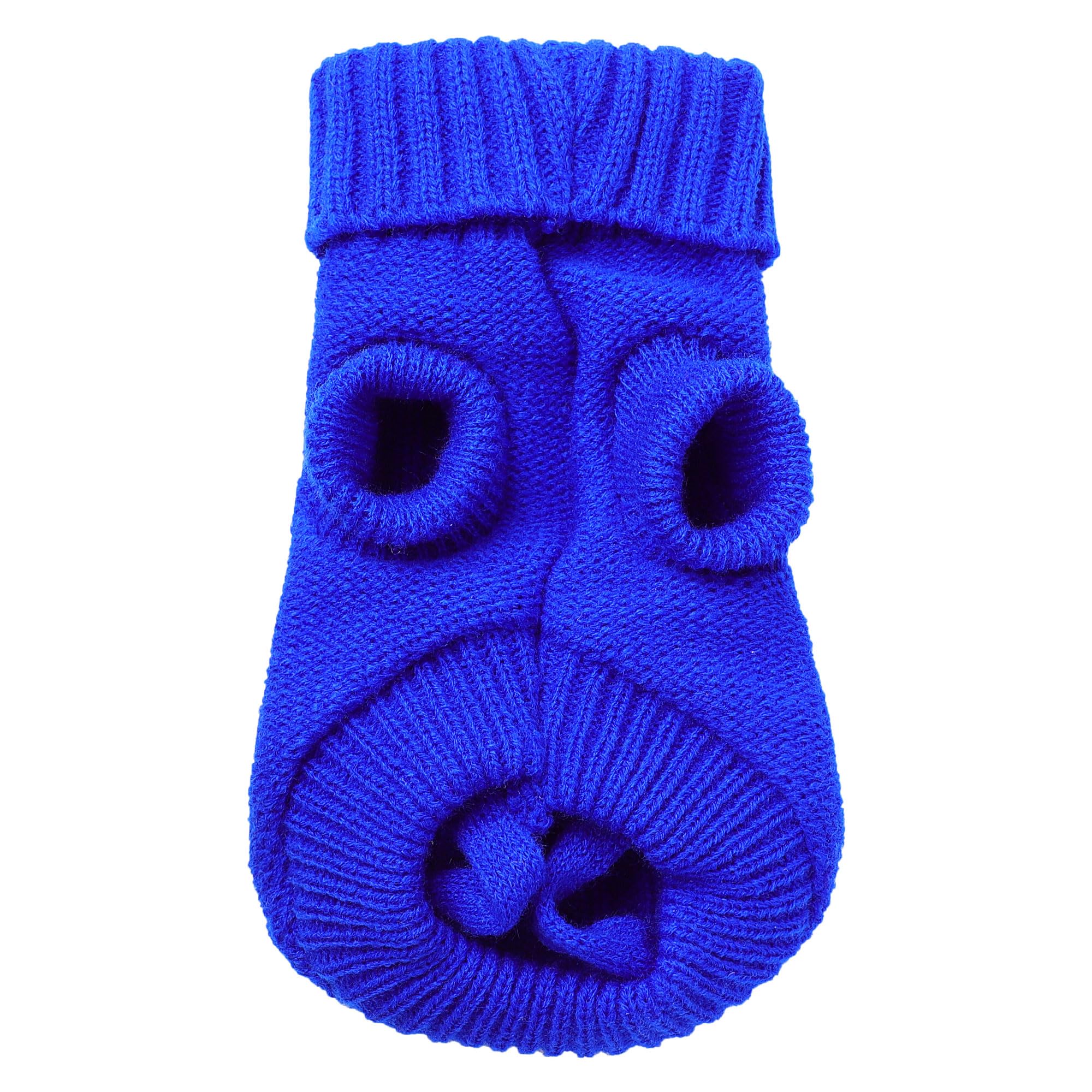Uxcell Twisted Knit Ribbed Cuff Turtleneck Apparel Pet Sweater, XX-Small, Royal Blue