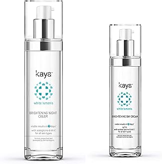 Kaya Clinic Brightening Night Cream, Azeloyl Glycine & Imperata Cylindrica extracts for lighter & brighter skin, 50 ml And Brightening Day Cream, 50ml