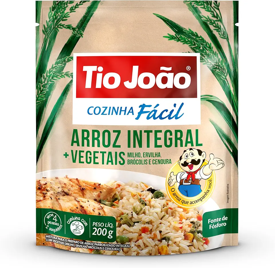 Tio João Cozinha Fácil Arroz Integral + Vegetais - 200g