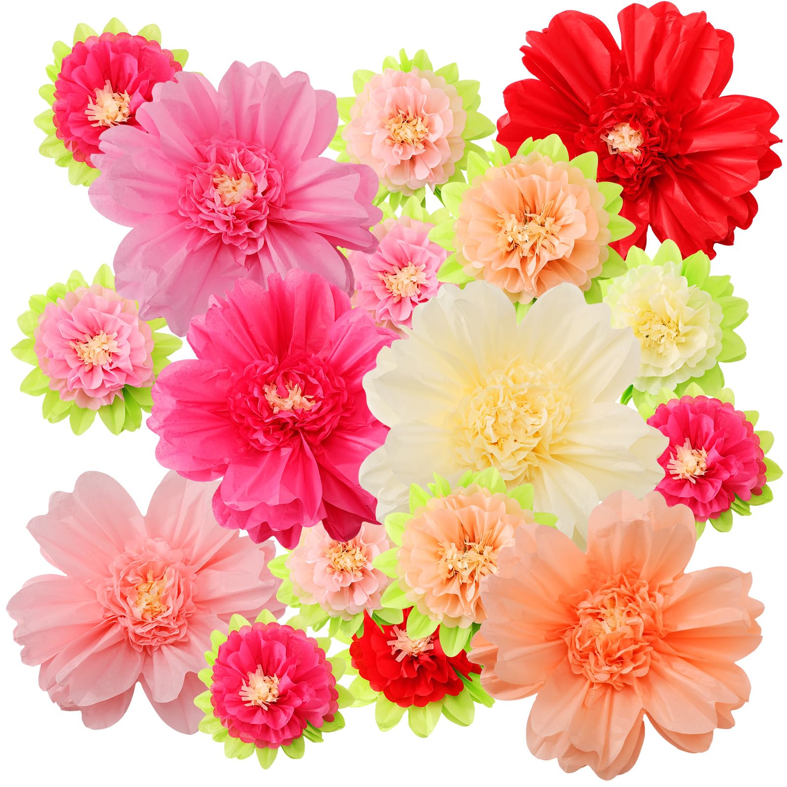 TaoBary Giant Tissue Paper Flowers, 20",10", Bright Colors, 12 Pcs