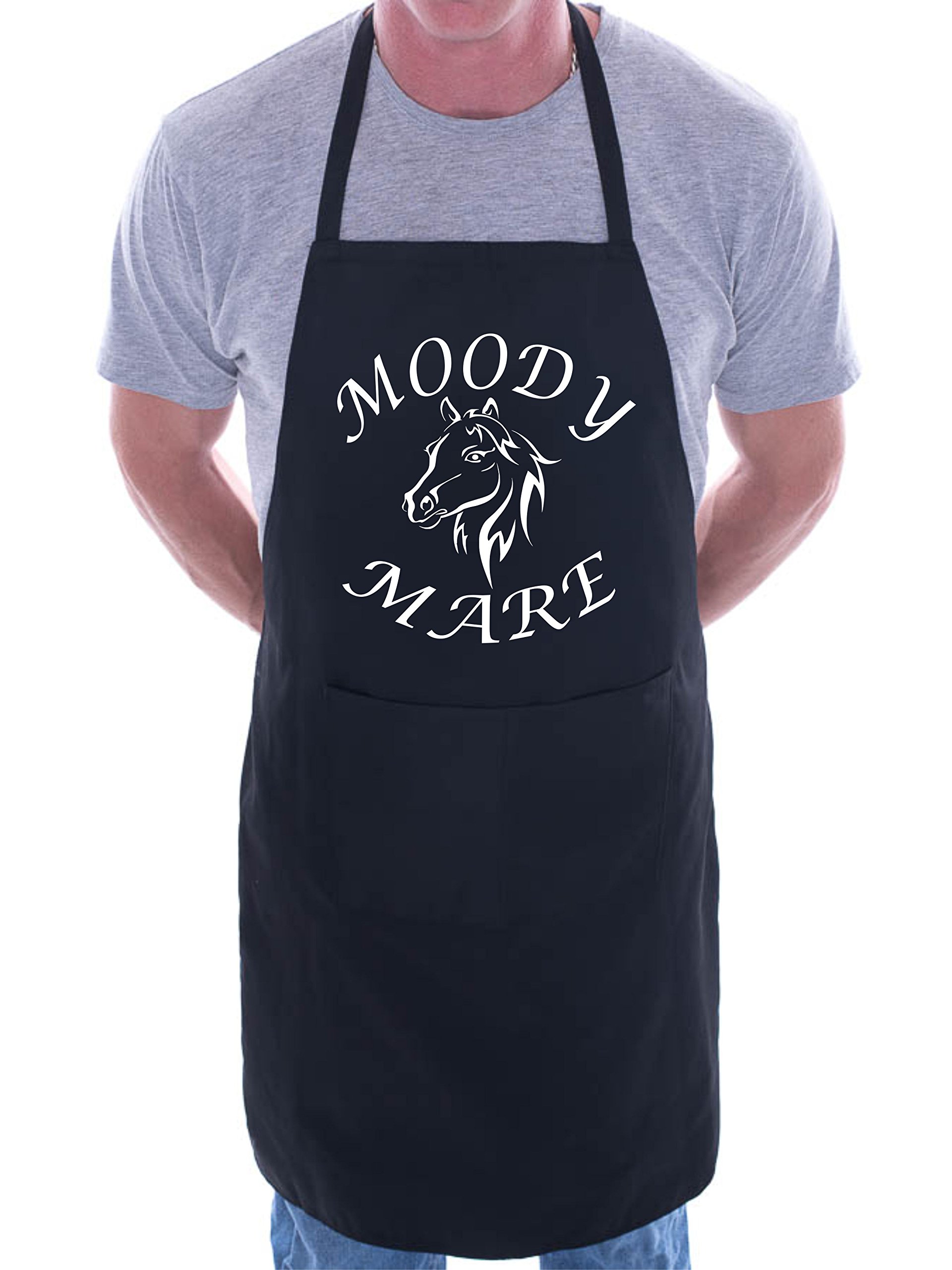 Print4U Moody Mare Horse Riding BBQ Cooking Funny Novelty Apron Black
