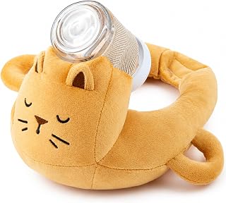 Baby Bottle Holder Pillow, Plush Bottle Feeding Support with Adjustable Bottle Holder, Soft Portable Feeding Assistant for Supervised Use, Home & Travel (Yellow)