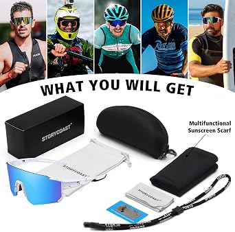 Storycoast 偏光スポーツサングラス 男女兼用 運転 釣り サイクリング マウンテンバイク サングラス Uv400保護