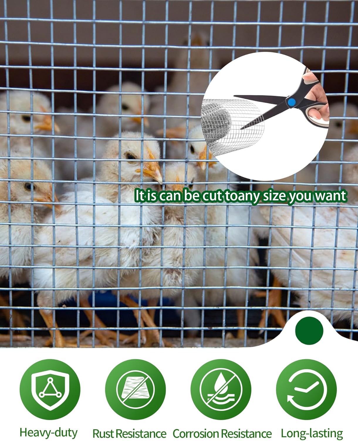 Pterying 1/2" x 48" x 100FT Silver Hardware Cloth - Hot-Dip Galvanized Chicken Wire Fencing, 19 Gauge Welded Wire Mesh Roll for Chicken Coop, Rabbit, Snake, Deer Fencing and Garden/Tree Protection