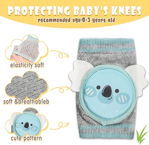 Miniatura 10 de Preboun 6 pares de rodilleras de bebé para gatear antideslizantes, protectores de rodilla transpirables para niños y niñas, 0-3 años de edad