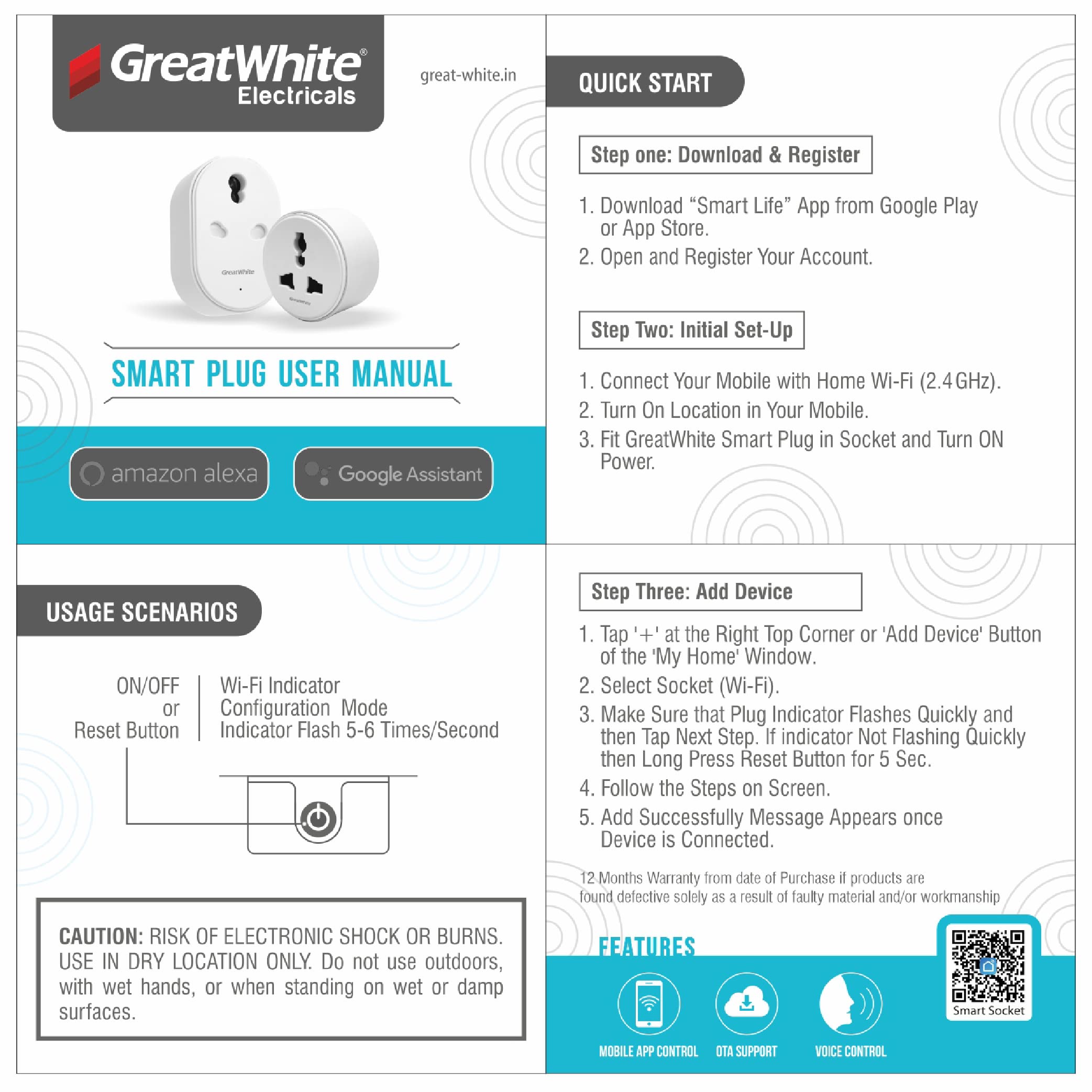 GreatWhite Petra 16A White - Wi-Fi Smart Plug for Large & Small Appliances, works for Air Conditioners, Geysers, Microwave Ovens, Lighting (Voice enabled Alexa and Google Assistant) 4