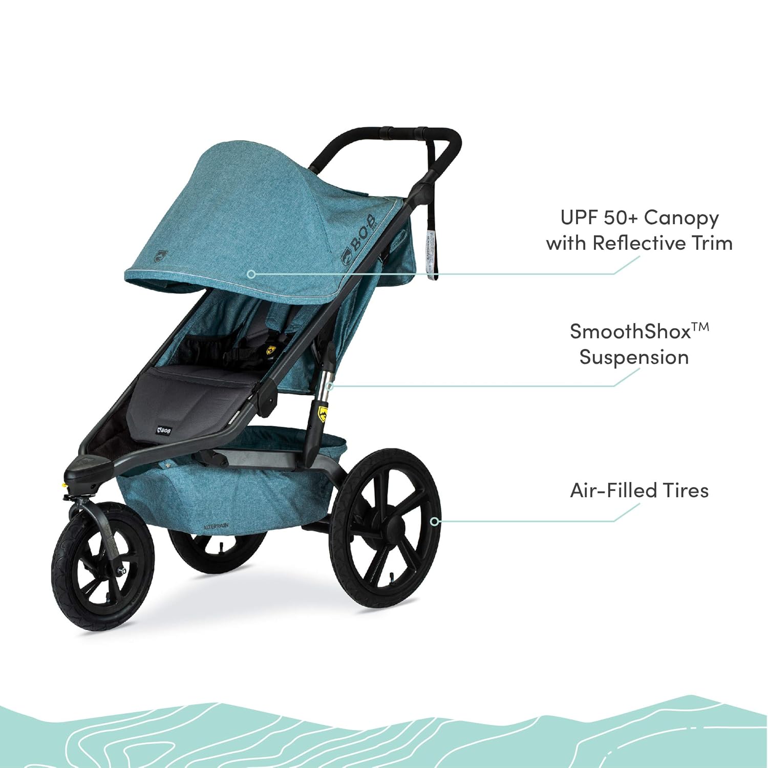 BOB Gear Alterrain Jogging Stroller, Melange Teal : Baby