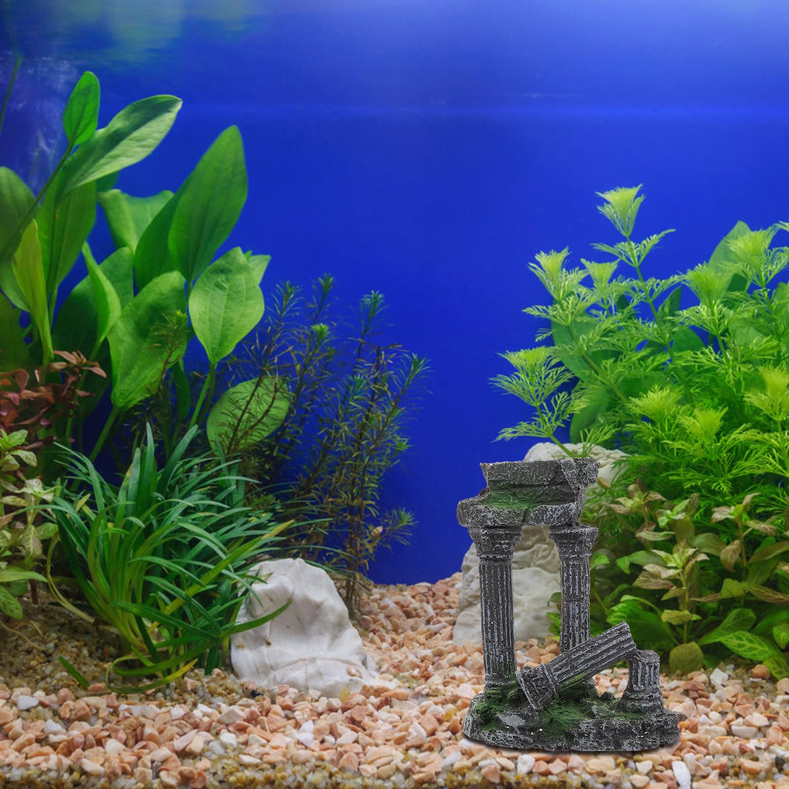 Kichvoe Aquarium Römische Säule Ornament mit Fischunterstand und Landschaftsverzierung für Süßwasser Aquarien Zufällige Farbe