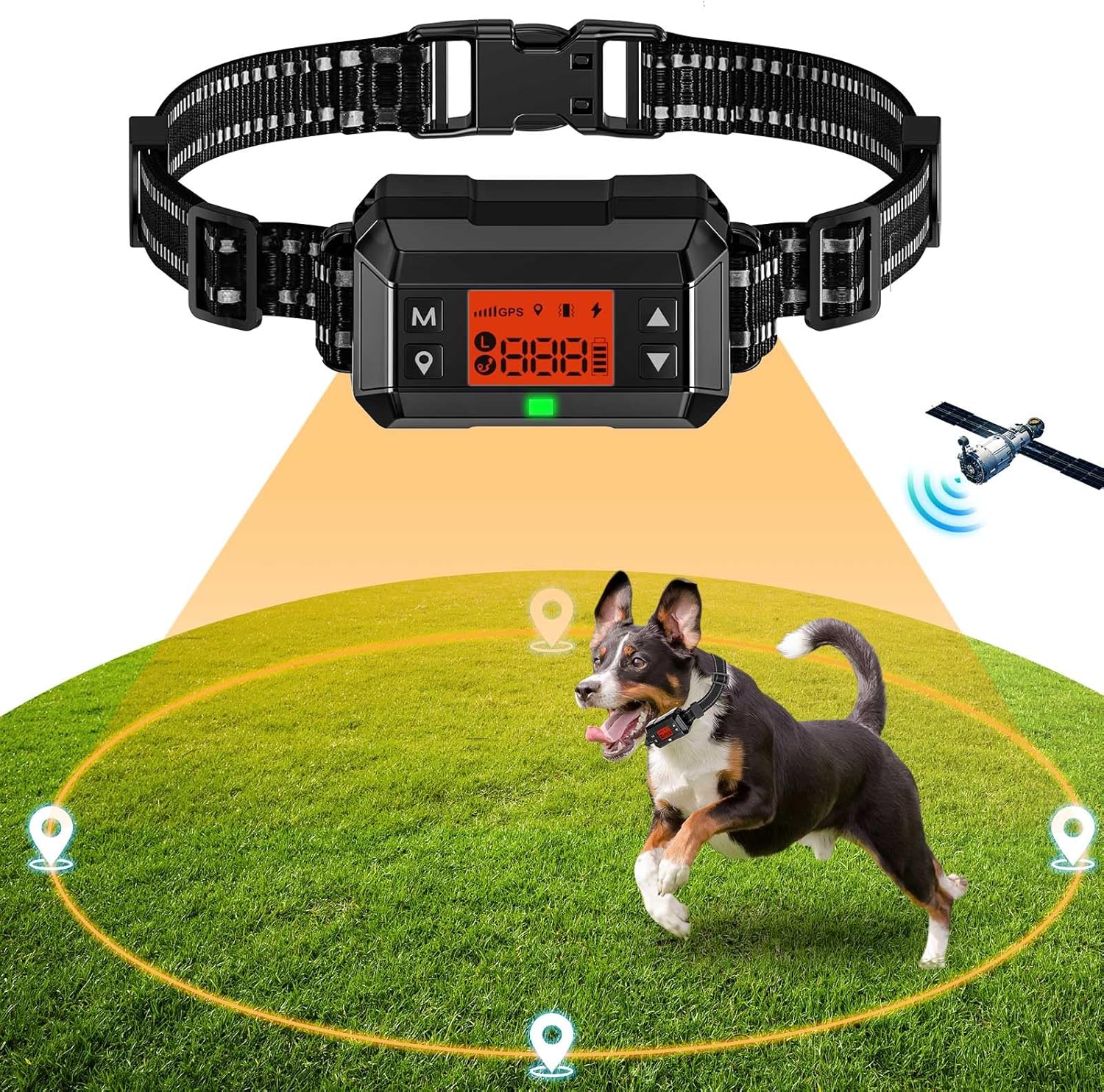 UCATQ GPS Wireless Dog Fence, Electric Dog Fence with GPS, Waterproof Pet Containment System Range 99~2997FT, Adjustable Strength for Outdoor Dogs, Harmless and Suitable for Most of Dogs(Red)