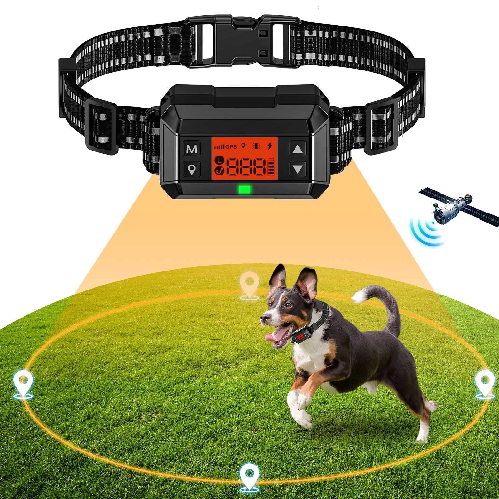 UCATQ GPS Wireless Dog Fence, Electric Dog Fence with GPS, Waterproof Pet Containment System Range 99~2997FT, Adjustable Strength for Outdoor Dogs, Harmless and Suitable for Most of Dogs(Red)
