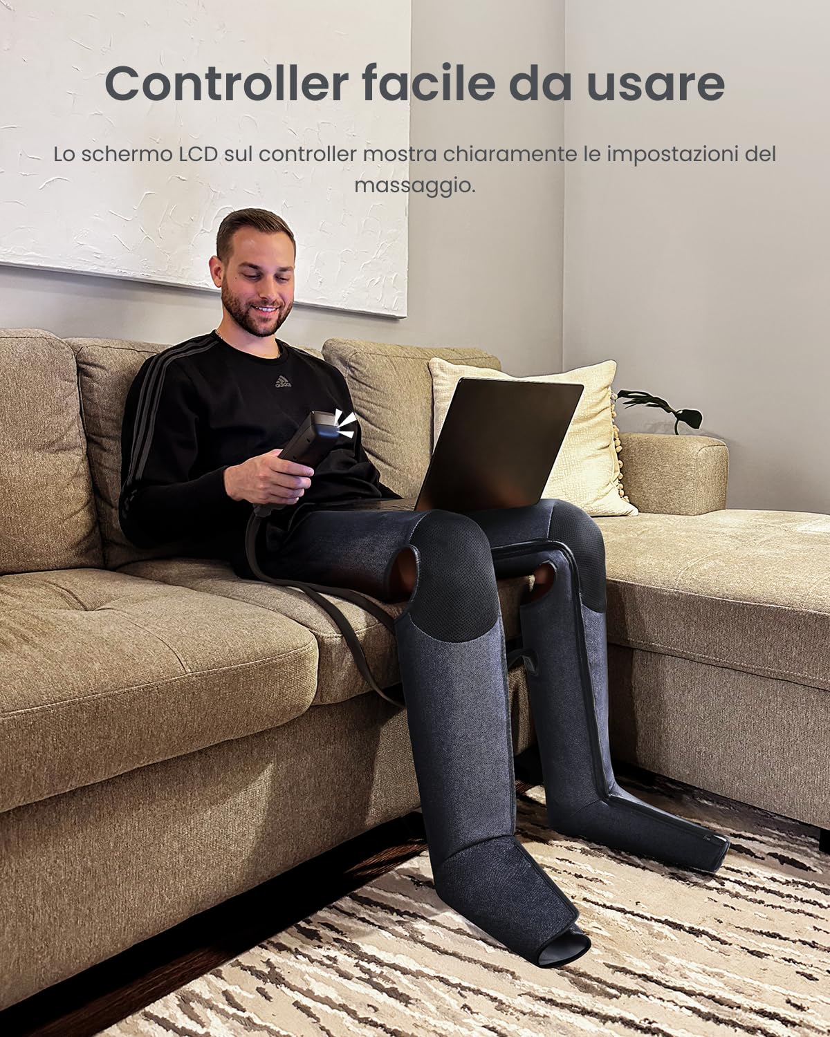 RENPHO Massaggiatore Gambe a Compressione d’Aria, Regalo Festa Della Mamma, per Massaggiare e Rilassare Polpacci e Cosce, 6 Modalità & 5 Intensità, Massaggio Gambe a Copertura Totale 360°
