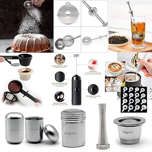 Miniatura 6 de Juego de regalo de barista, cápsulas de espresso reutilizables, espumador de leche, utensilios de cocina, accesorios de barra de café, infusores de