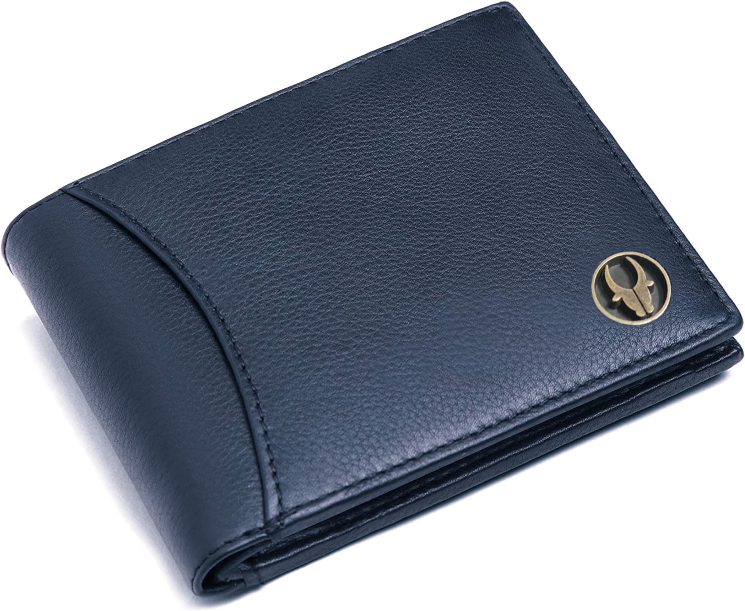 Top Grain Leather Wallet for Men I Ultra Strong Stitching I 2 Currency Compartments (Blue Print)