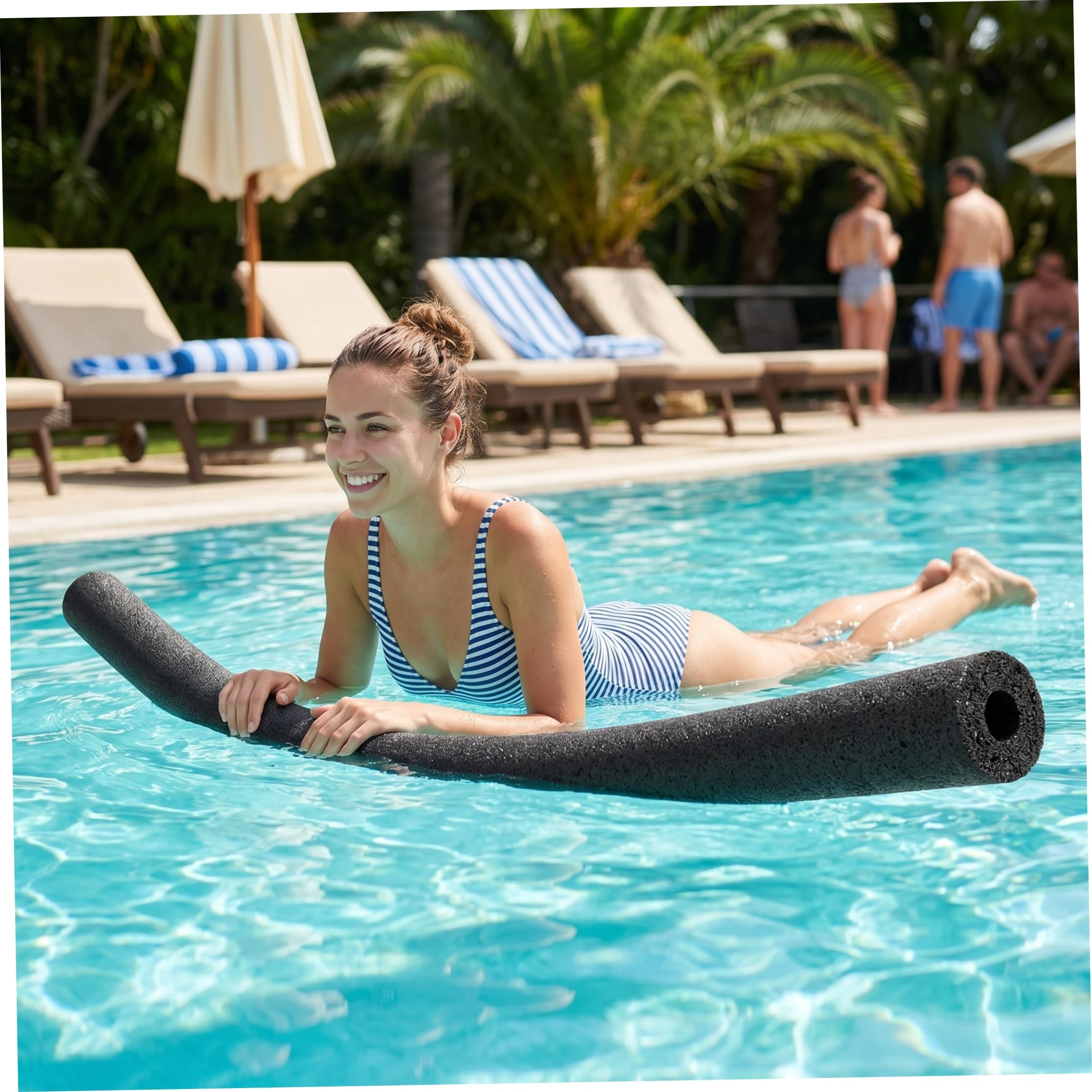 6 pezzi di noodles per piscina, galleggianti da piscina in schiuma di PE cava da 150 cm, antiscivolo e ammortizzanti, nero