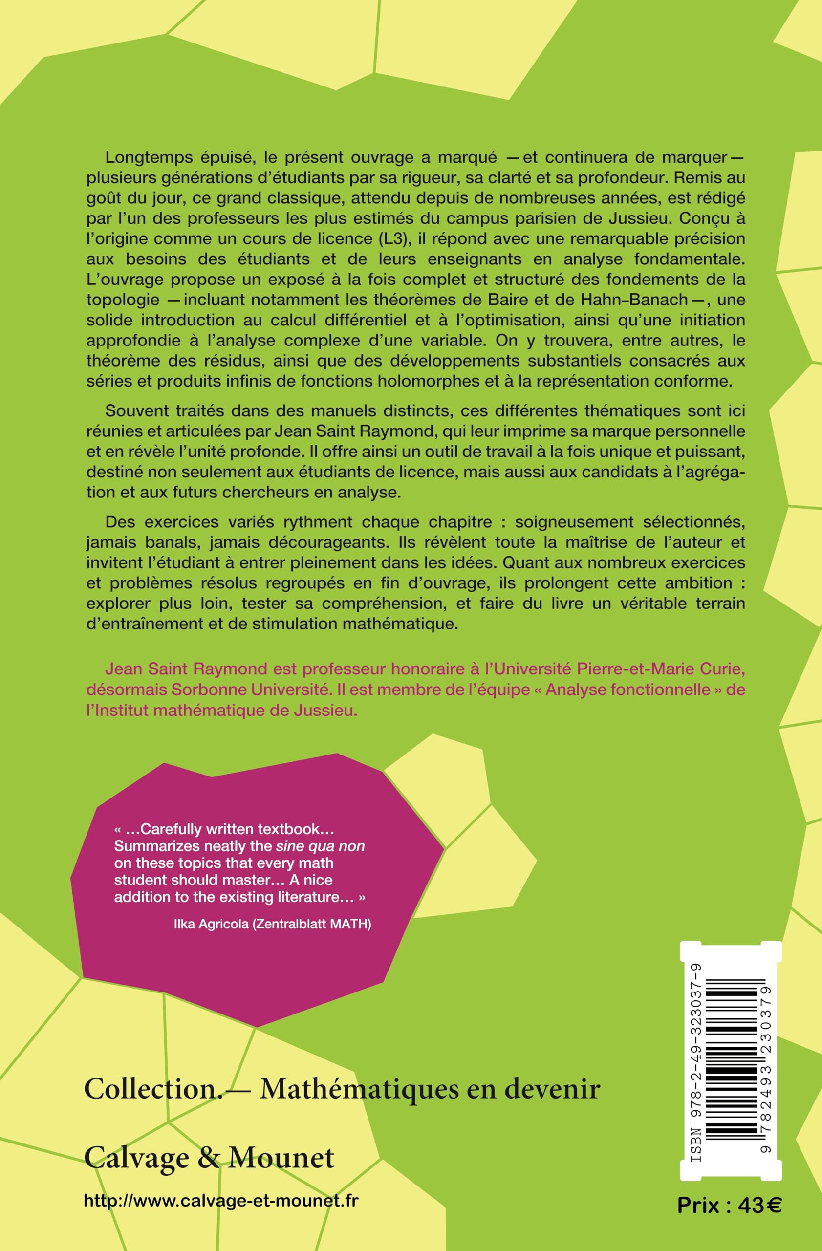 Topologie, calcul différentiel et variable complexe