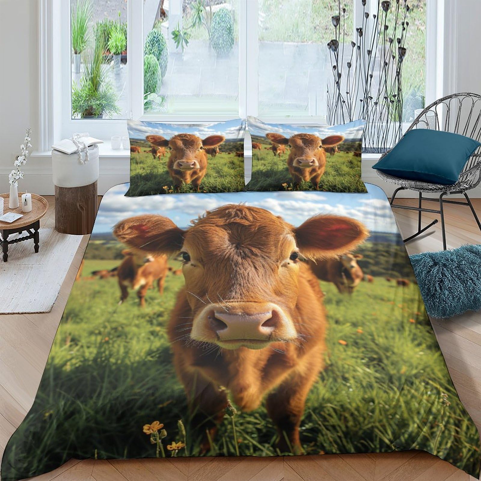 Housse de couette animaux 3D pour lit King réglant le problème des draps difficiles à border