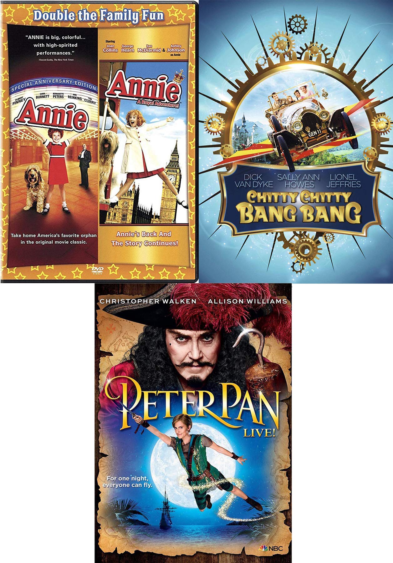 Music and Enchanting Classic Movie Pack Annie Musical Royal Adventure Chitty Chitty Bang Bang Peter Pan Live DVD