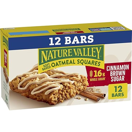 Nature Valley Soft Baked Oatmeal Squares, Cinnamon Brown Sugar, 12 Bars, 14.88 oz - Cinnamon Brown Sugar - 12 Count (Pack of 1)