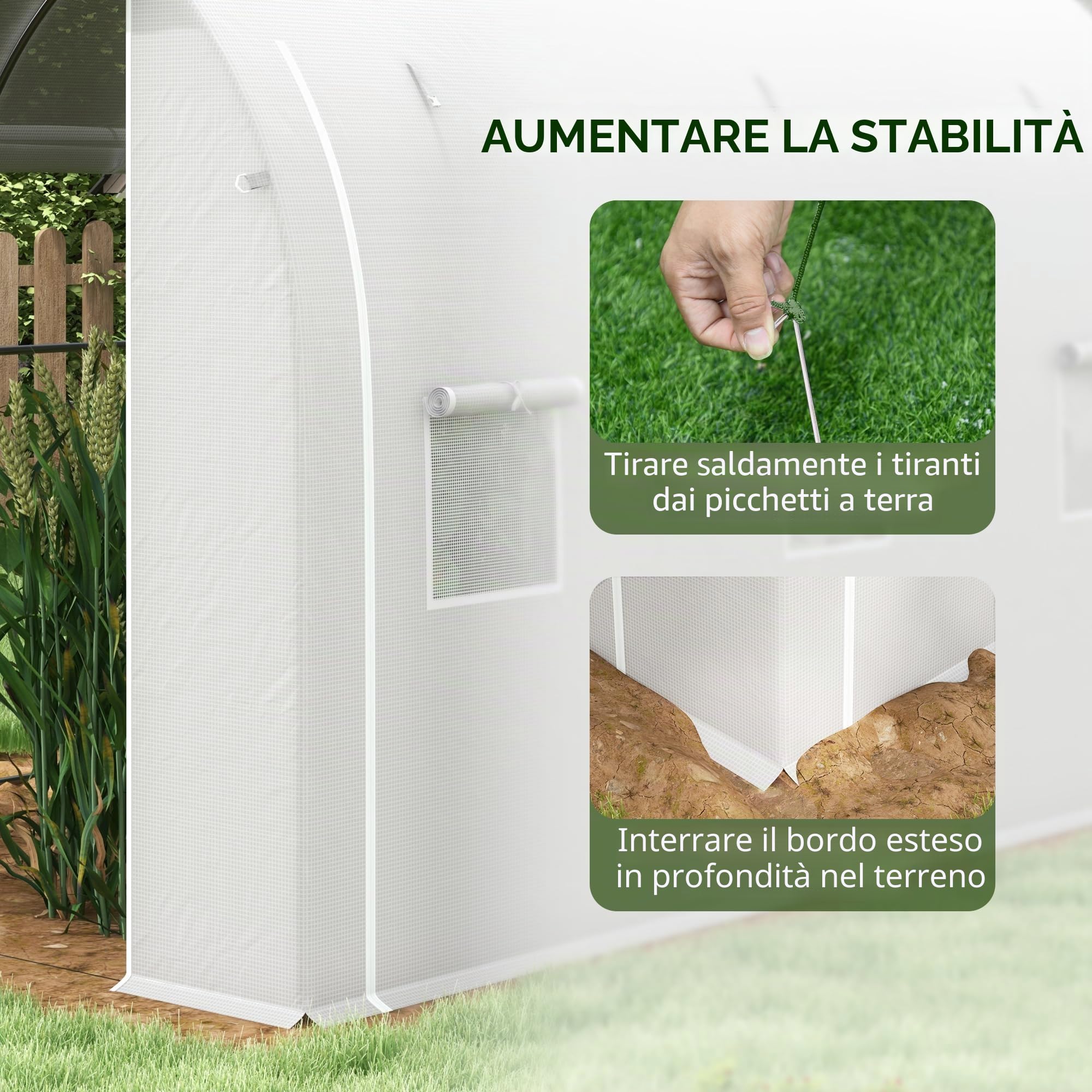 Outsunny 3x2m Polytunnel Serra Porta Cerniera finestre Rete Bianco | Serra pedonabile, copertura in PE, telaio in acciaio zincato