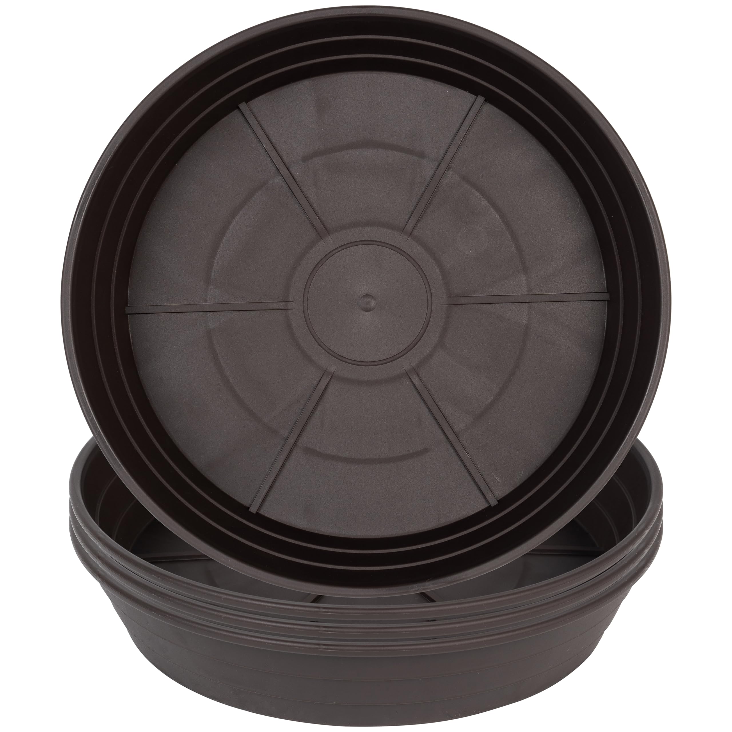 Plant Saucer 8 Inch 4 Pack 6 8 10 12 14 16 18 20 25, Plastic Plant Trays for Pots，Extra-Deep Plant Water Dray Tray, Bird Bath Bowl, Heavy Flower Plant saucers Indoors and Outdoor No Holes 8in-4 brown