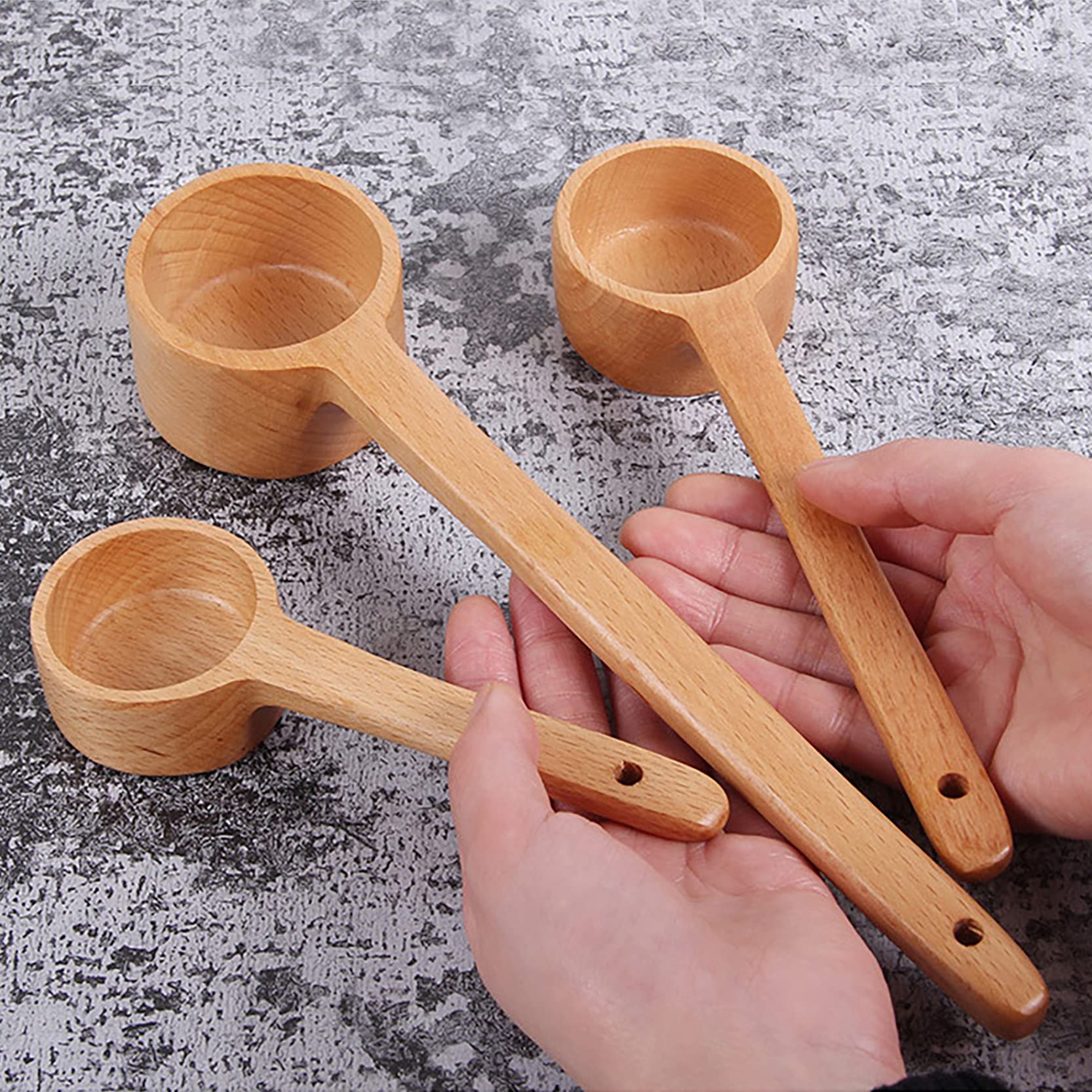 Set 4 Cucchiai Dosatori In Legno Di Faggio 27cm – Misurini Da Caffè 60ml Per Barattoli Profondi
