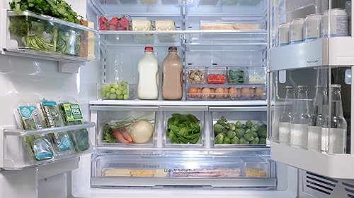 Vista 54 de Pikanty - Recipiente de tocino para refrigerador Almacenamiento de nevera y cárter de delicatessen con pinzas para servir alimentos y placa