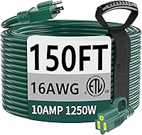 Vista 16 de HUANCHAIN Cable de extensión para exteriores de calibre 14/3 de 25 pies, resistente al agua, con cable eléctrico de 3 clavijas iluminado y flexible