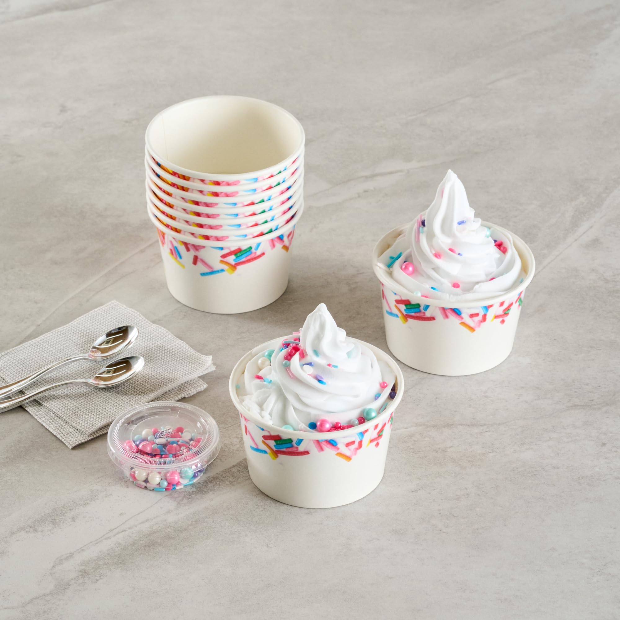 Restaurantware Eisbecher 200 Stück 226.8 g auslaufsichere Einweg-Dessertschale Frozen Joghurtbecher runder Papierbehälter für kalte und heiße Desserts