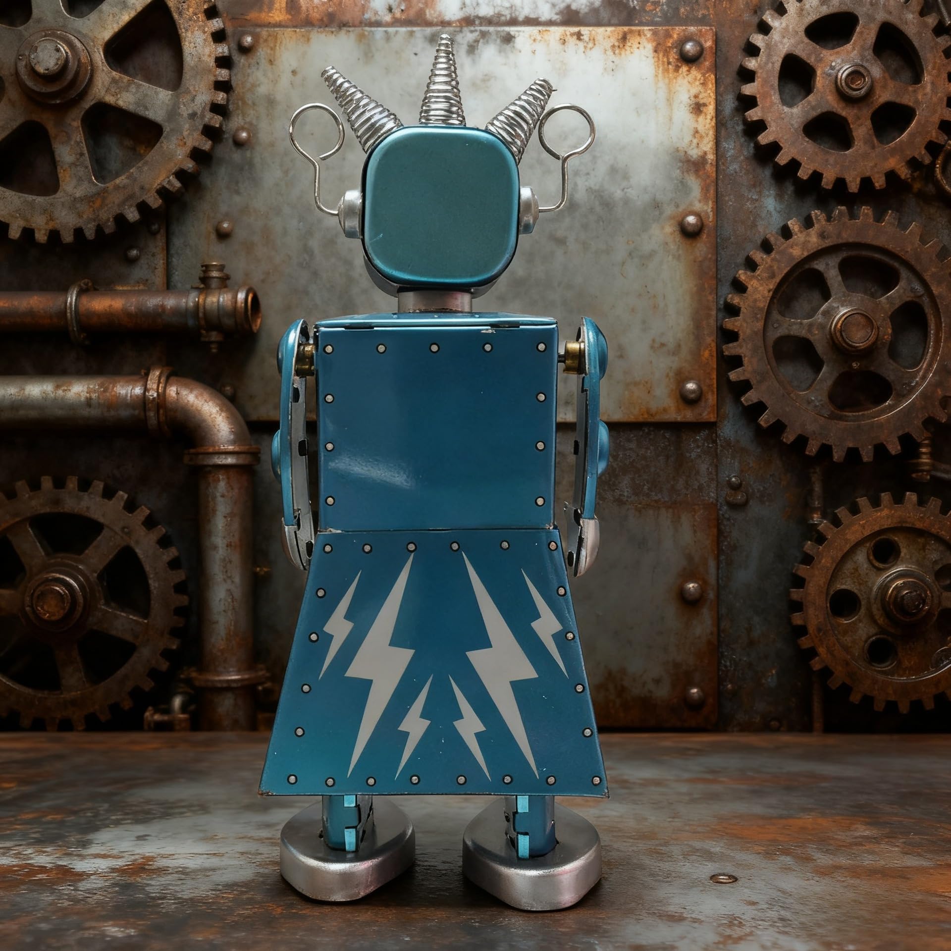 Charmgle Retro Błyskawica Robot Wind-Up Robot Kolekcje Dorosłych Nowość Prezenty Cyna Rzemiosło Dekoracja