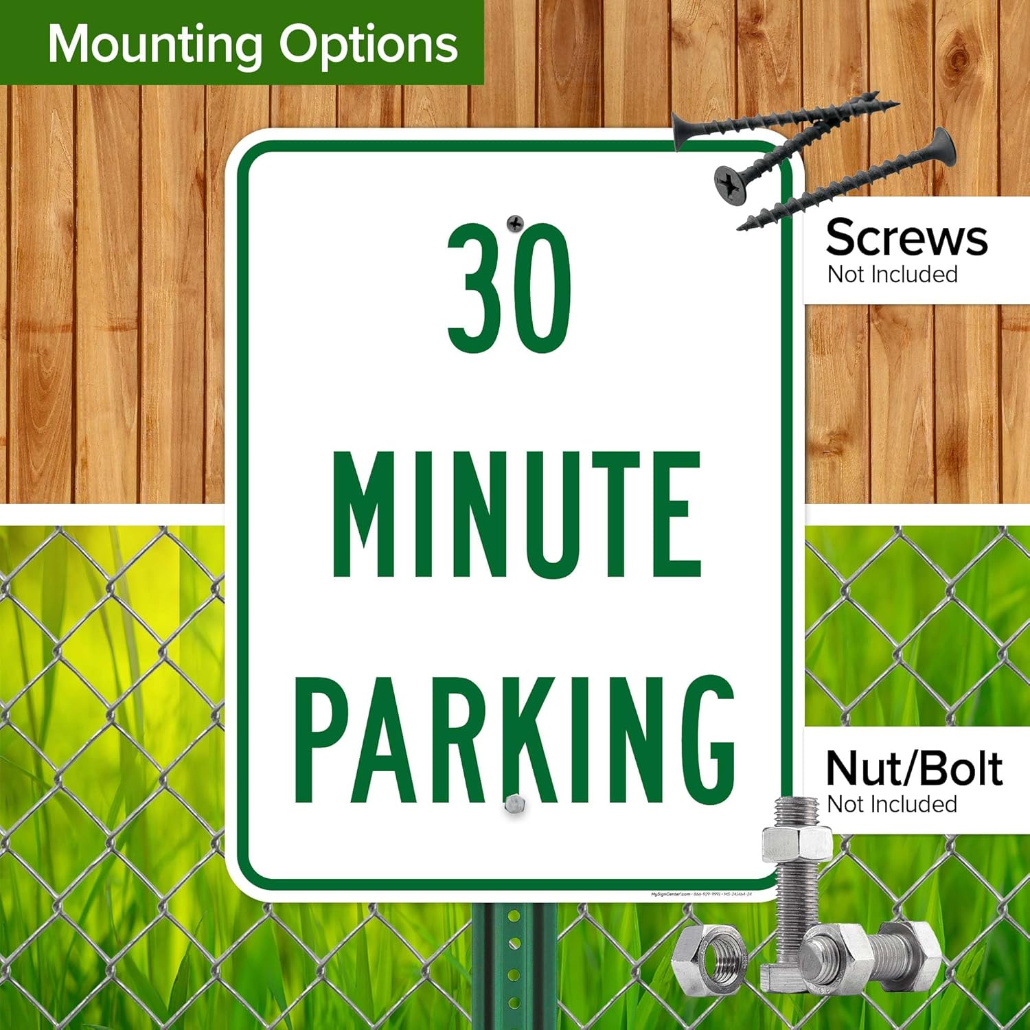 30 Minute Parking Sign, 18x24 Inches, Rust Free .063 Aluminum, Fade Resistant, Made in USA by My Sign Center