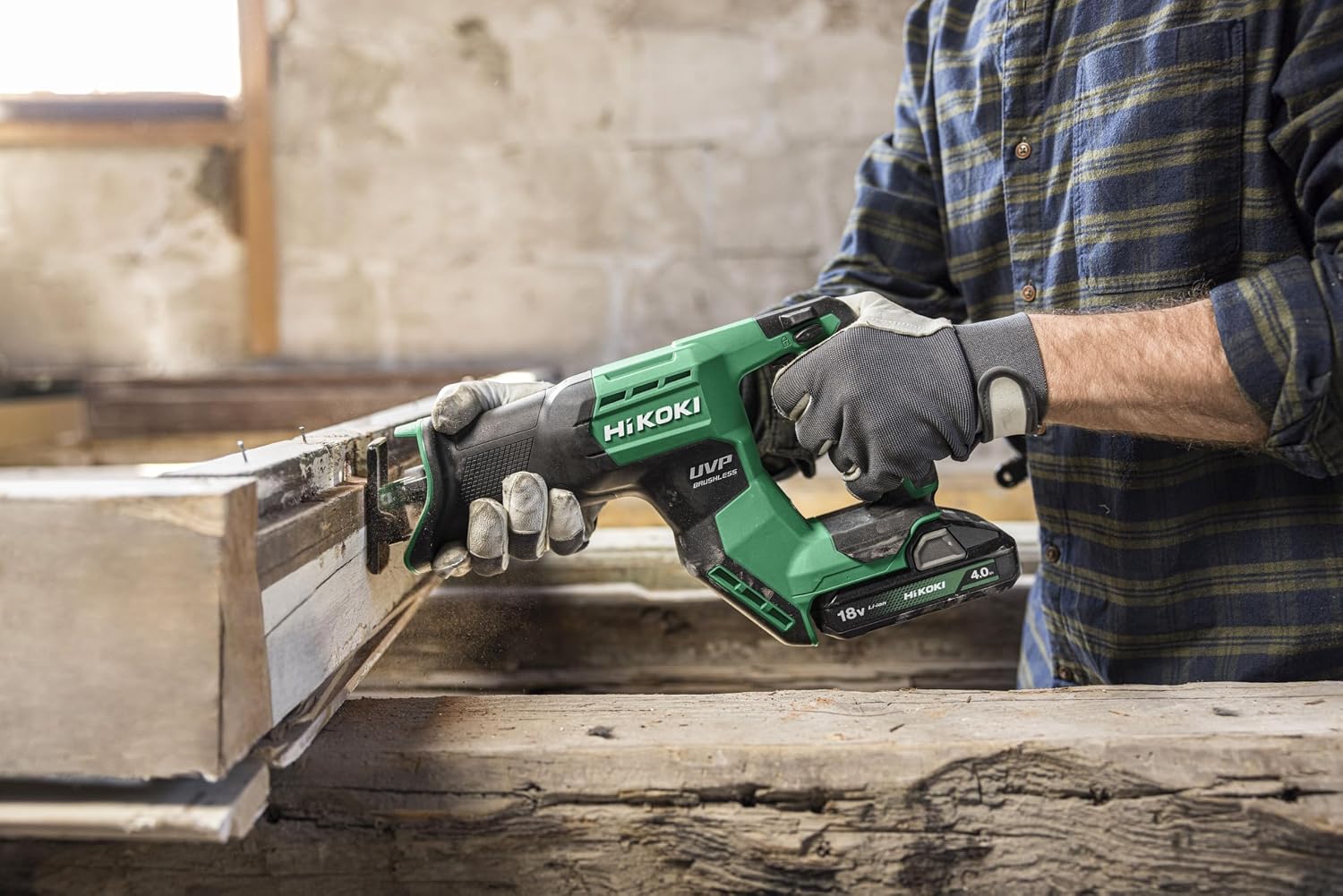 HIKOKI Battery Reciprocating Saw CR18DMA (18 V, Saw Stroke: 29 mm, Idle Vibration: 8.7 m/sec², Saws in Wood Diameter: 300 mm, Saws in Tube Diameter: 130 mm, Saws in Steel Diameter: 19 mm), Without