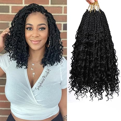 Goddess Box Braids Crochet Hair: 8 Packs of 14" Boho Braids for Black Women