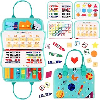 Susimond Busy Board for Toddlers Aged 1 2 3 4 5, Montessori Toys, Preschool Educational Sensory Activity Board, Toddler Travel Toy Gift for Learning Fine Motor Skill Basic Life Dress Skill