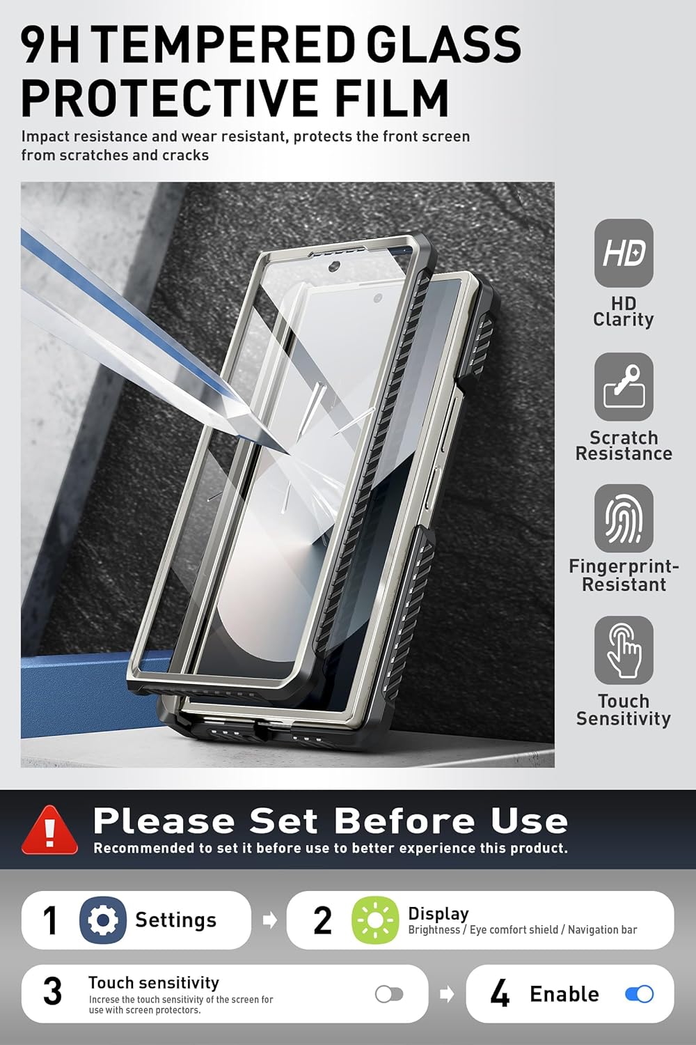 i-Blason for Samsung Galaxy Z Fold 6 Case with S Pen Holder, [Built-in Tempered Glass Screen Protector & Stand], Military-Grade Protective Phone Case for Samsung Z Fold 6, Armorbox Series, Tigray